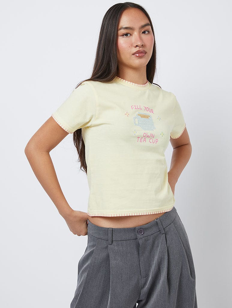 Fill Your Own Tea Cup Baby Tee Tops & T-Shirts Skinnydip London