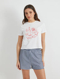 Fish & Wine Dinner Baby T-Shirt in White Tops & T-Shirts Skinnydip London