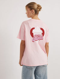 Five Guys x Skinnydip Stay Sweet T-Shirt In Pink Tops & T-Shirts Skinnydip London