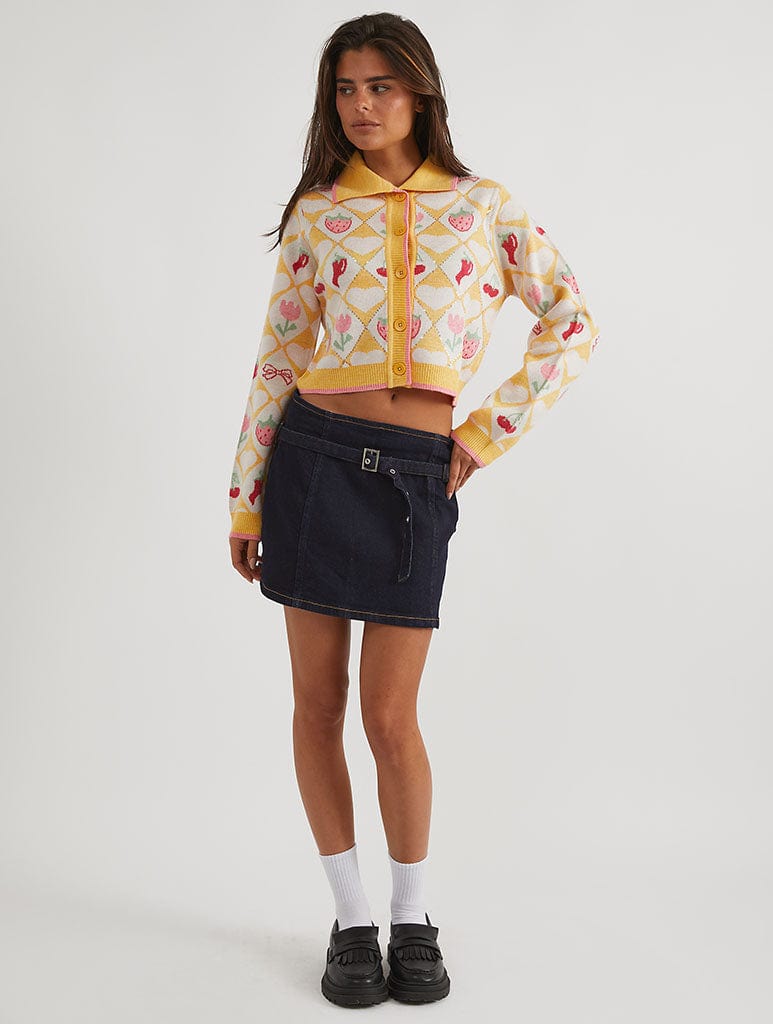 Floral Diamond Knitted Cardigan Jumpers & Cardigans Skinnydip London