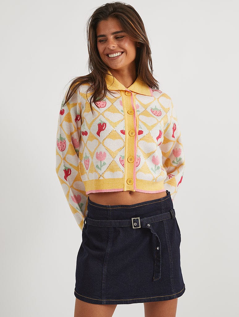 Floral Diamond Knitted Cardigan Jumpers & Cardigans Skinnydip London