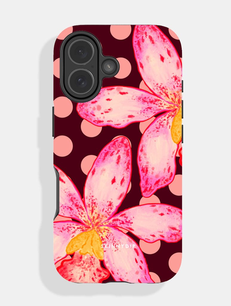 Floral Spots Burgundy And Pink Ultra Protective iPhone Case Phone Cases Skinnydip London
