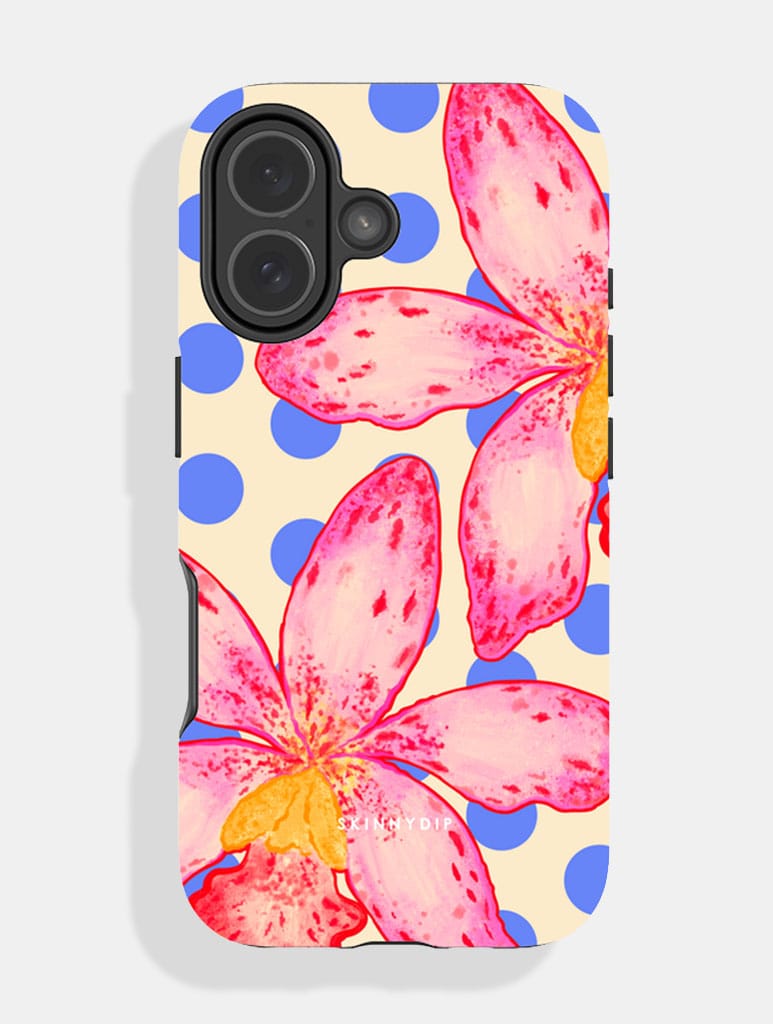 Floral Spots Cream Blue And Pink Ultra Protective iPhone Case Phone Cases Skinnydip London