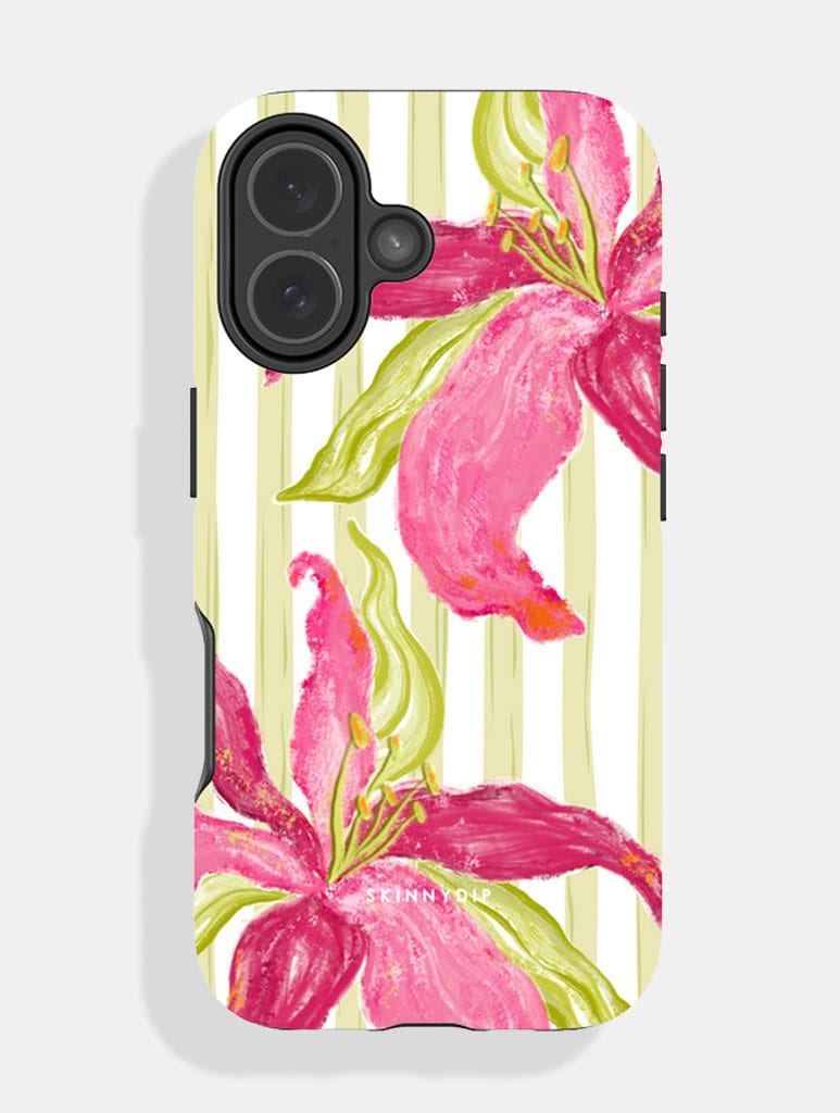Floral Stripe Green and Pink Ultra Protective iPhone Case Phone Cases Skinnydip London