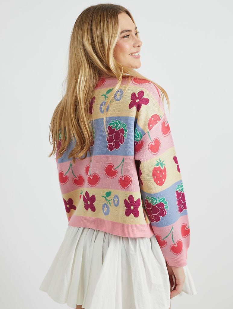 Fruity Stripe Knitted Cardigan Jumpers & Cardigans Skinnydip London