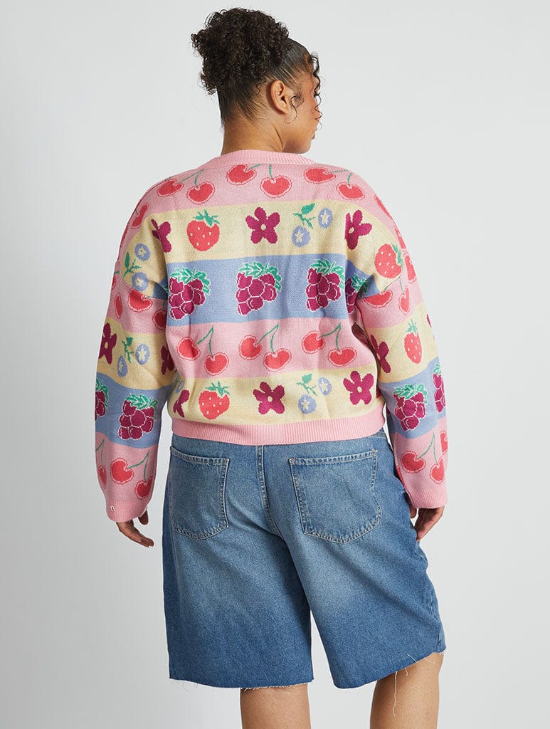 Fruity Stripe Knitted Cardigan Jumpers & Cardigans Skinnydip London