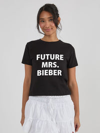 Future Mrs Bieber Baby T-Shirt In Black Tops & T-Shirts Skinnydip London