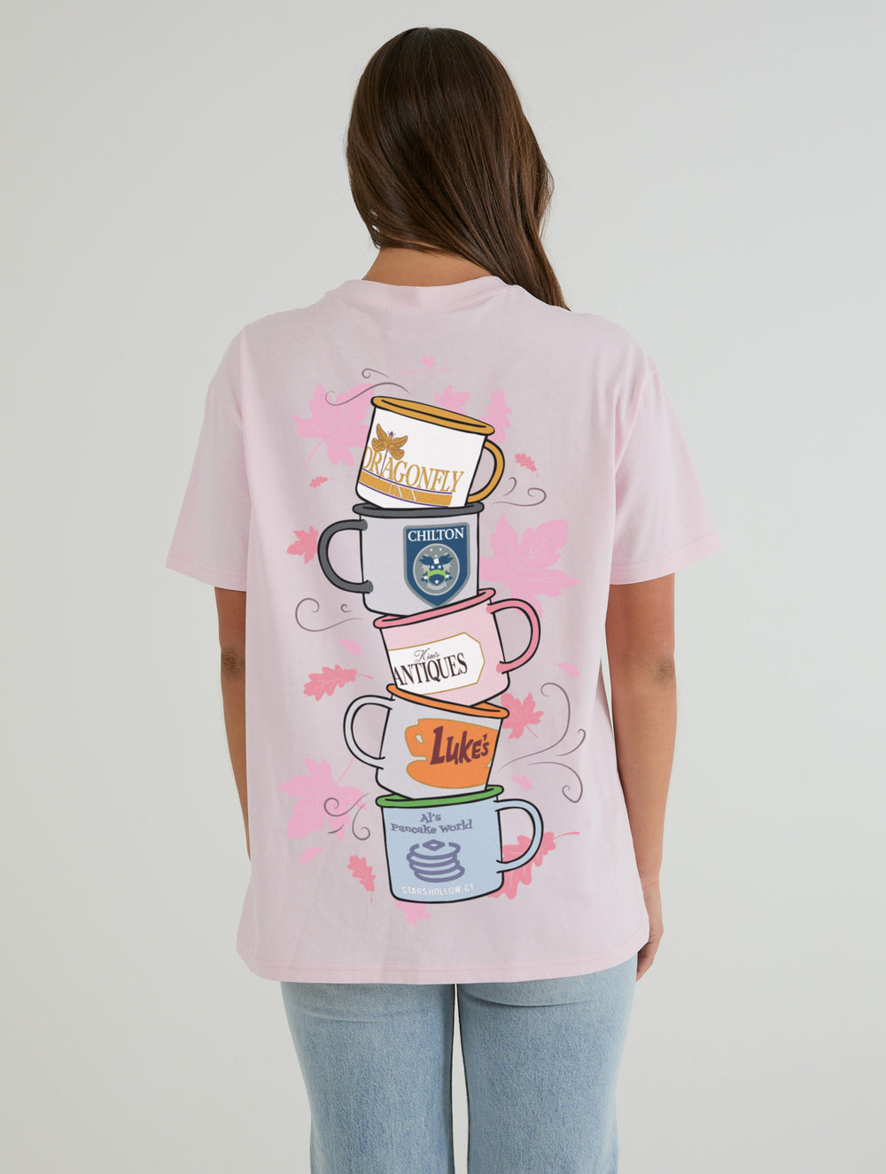 Gilmore Girls x Skinnydip Stars Hollow Coffee Club T-Shirt In Pink Tops & T-Shirts Skinnydip London