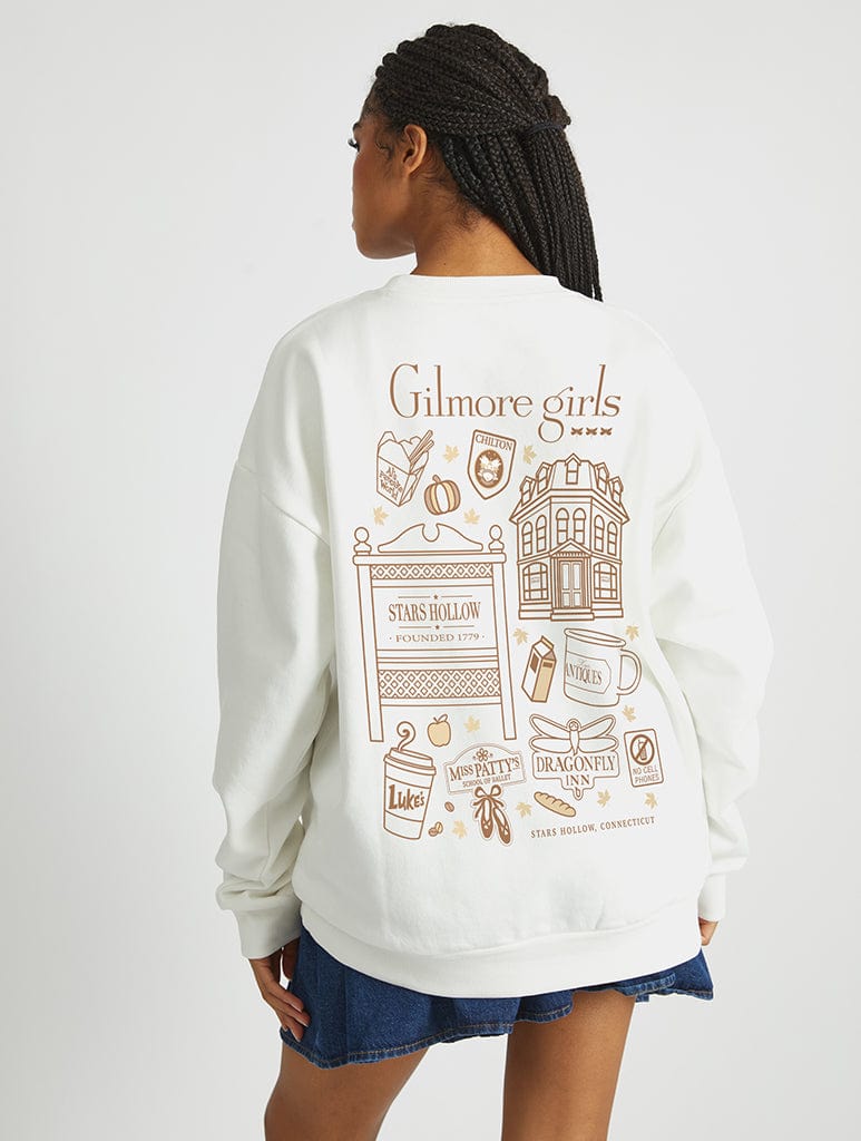 Gilmore Girls x Skinnydip Stars Hollow Sweatshirt In White Hoodies & Sweatshirts Skinnydip London