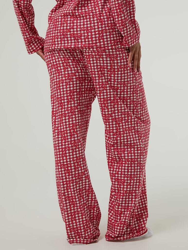 Gingham Bow Christmas Pyjama Set with Scrunchie Lingerie & Nightwear Skinnydip London