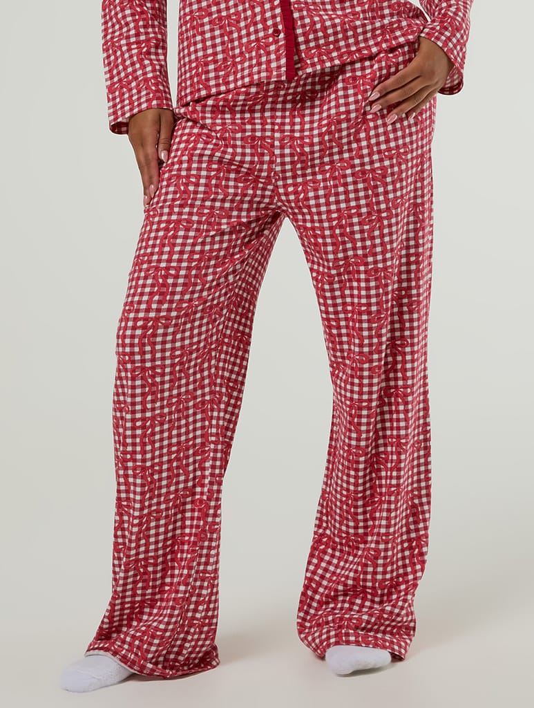 Gingham Bow Christmas Pyjama Set with Scrunchie Lingerie & Nightwear Skinnydip London