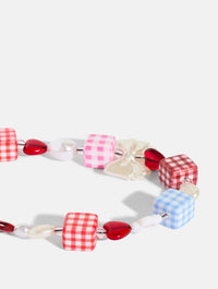 Gingham Heart Beaded Strap Phone Grips Skinnydip London