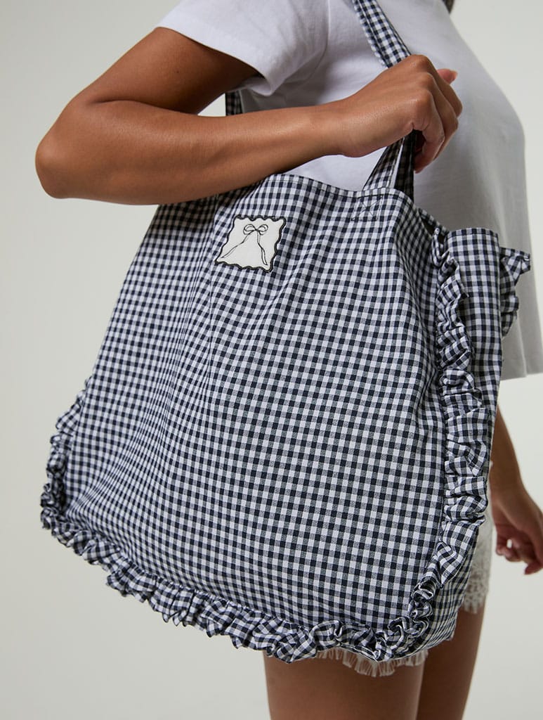Gingham Ruffle Tote Bag Tote Bags Skinnydip London
