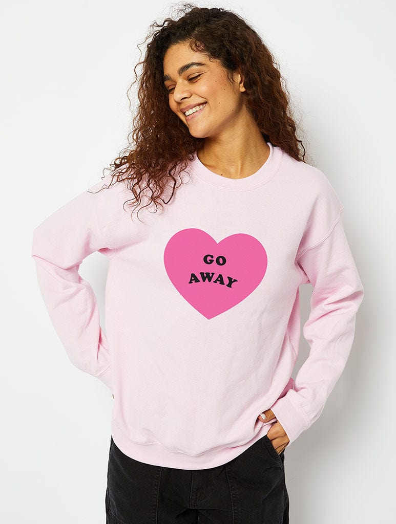 Go Away Heart Pink Sweatshirt Hoodies & Sweatshirts Skinnydip London