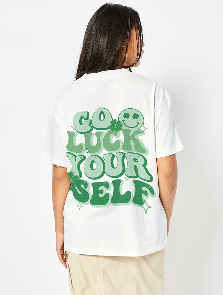Go Luck Yourself T-Shirt In White Tops & T-Shirts Skinnydip London