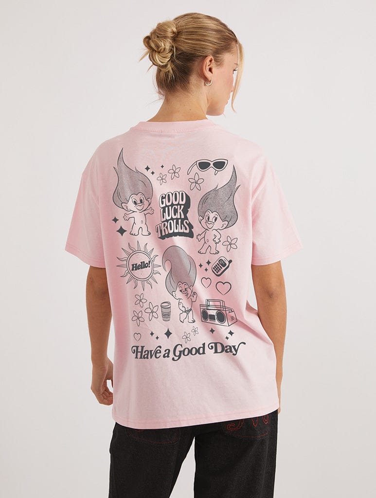 Good Luck Trolls x Skinnydip Have A Good Day T-Shirt In Pink Tops & T-Shirts Skinnydip London