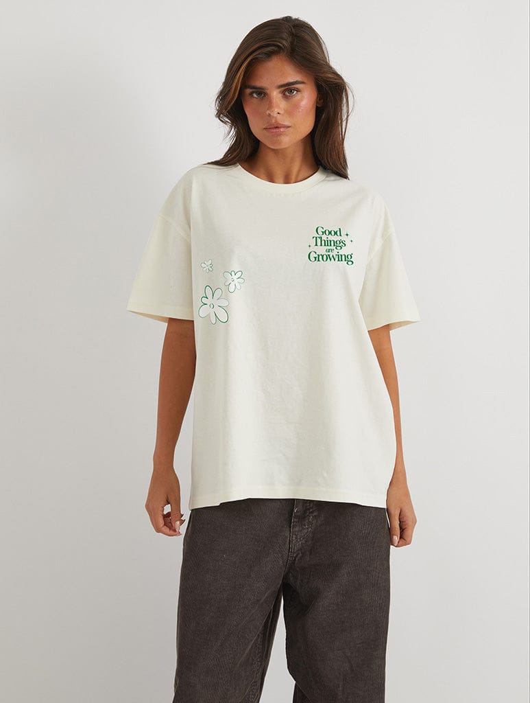 Good Things Are Growing T-Shirt In White Tops & T-Shirts Skinnydip London