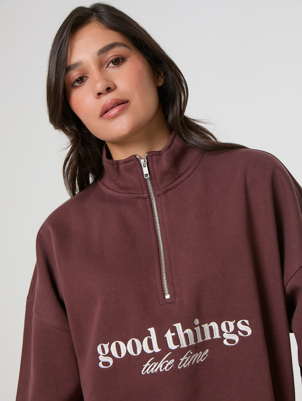 Good Things Take Time Quater Zip Sweatshirt Hoodies and Sweatshirts Skinnydip London