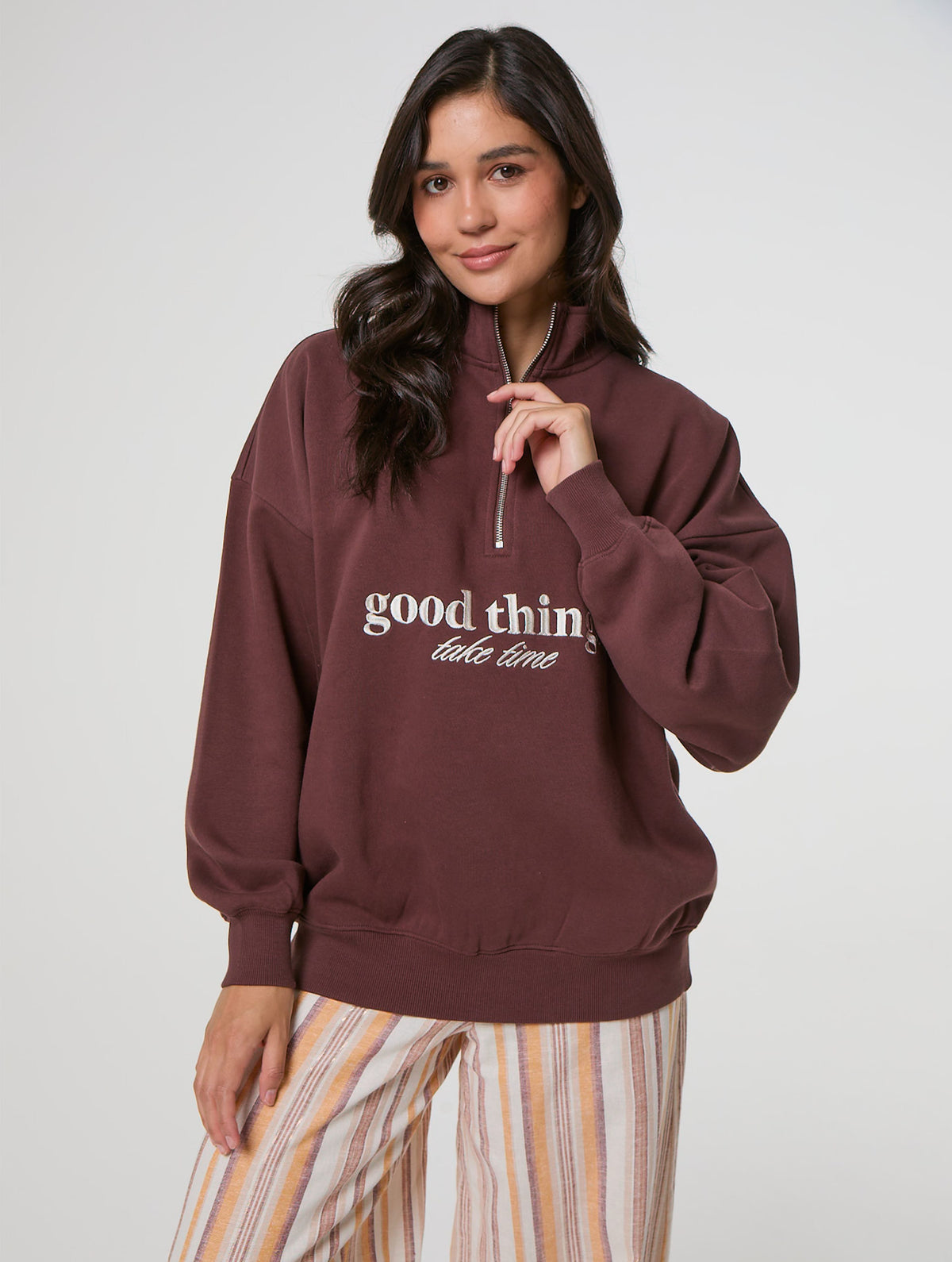 Good Things Take Time Quater Zip Sweatshirt Hoodies and Sweatshirts Skinnydip London