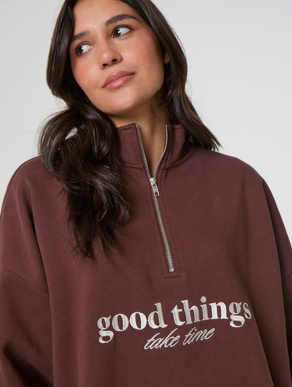 Good Things Take Time Quater Zip Sweatshirt Hoodies and Sweatshirts Skinnydip London