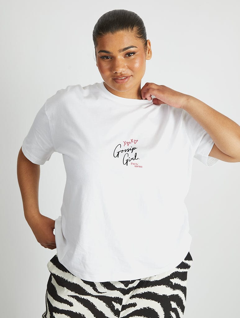 Gossip Girl x Skinnydip XOXO T-Shirt In White Tops & T-Shirts Skinnydip London