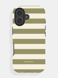 Green and Cream Stripes Ultra Protective iPhone Case Phone Cases Skinnydip London