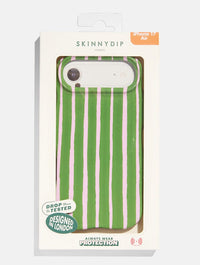 Green and Pink Stripe Ultra Protective iPhone Case Phone Cases Skinnydip London