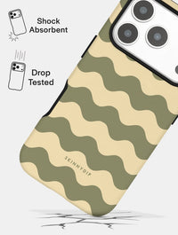 Green and Yellow Wavey Lines Ultra Protective iPhone Case Phone Cases Skinnydip London