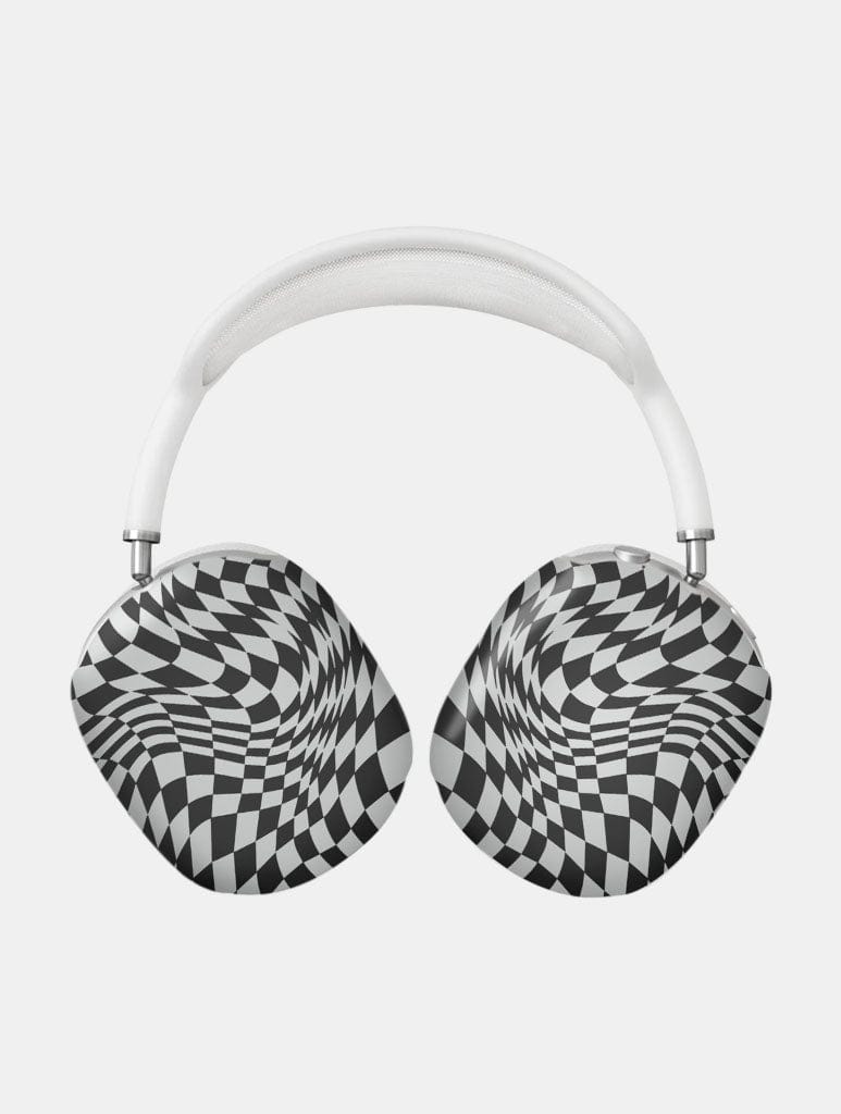 Grey Warped Check AirPods Max Case in Matte AirPods Cases Skinnydip London
