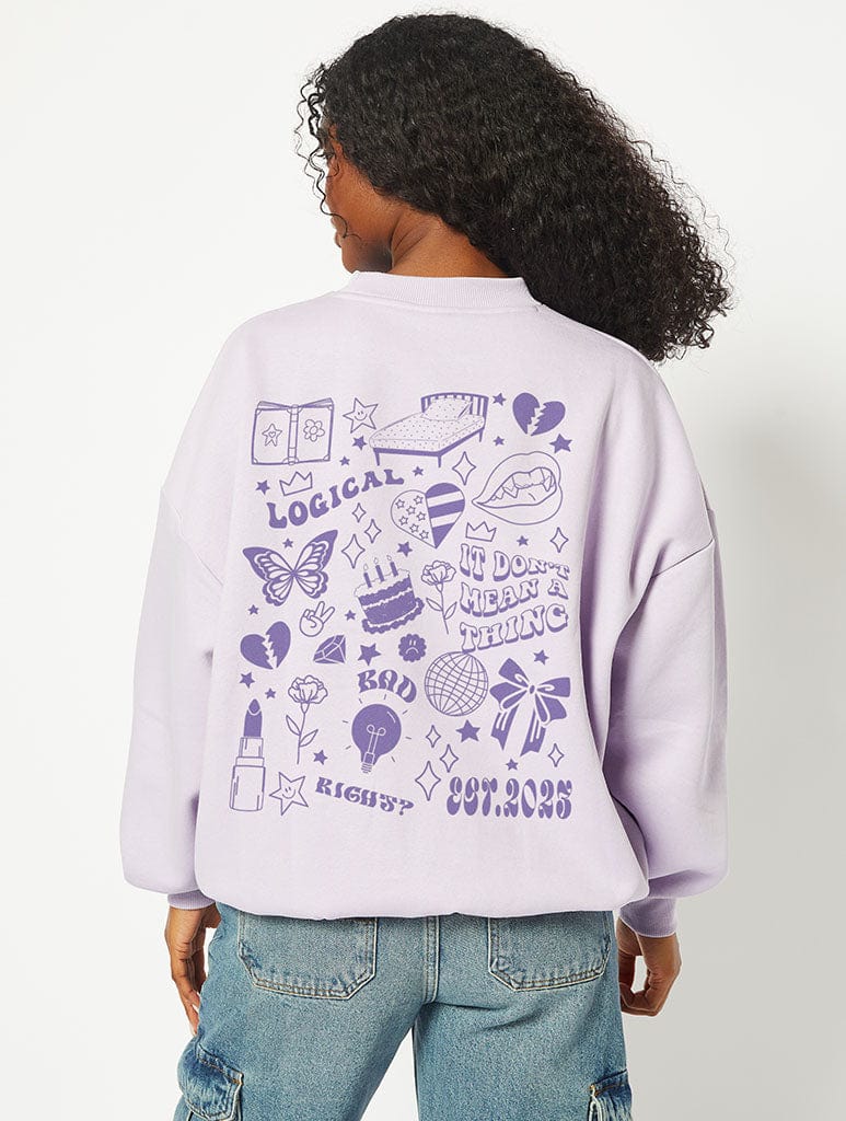 Guts Oversized Sweatshirt in Lilac Hoodies & Sweatshirts Skinnydip London