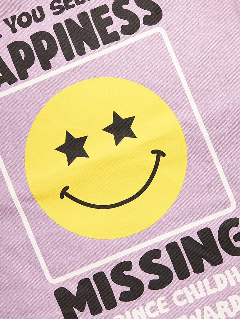 Happiness Missing Purple Canvas Tote Bag Bags Skinnydip London