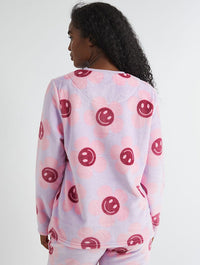 Happy Flower Lilac Twosie Fleece Pyjama Set Lingerie & Nightwear Skinnydip London