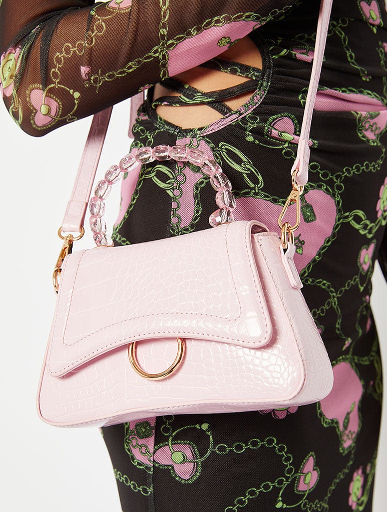 Harper Pink Croc Tote Bag | Shop Bags | Skinnydip London