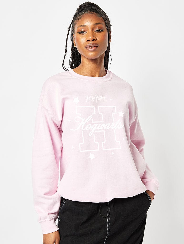 Harry Potter Hogwarts Sweatshirt In Pink Hoodies & Sweatshirts Skinnydip London