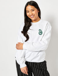 Harry Potter Slytherin Sweatshirt In White Hoodies & Sweatshirts Skinnydip London