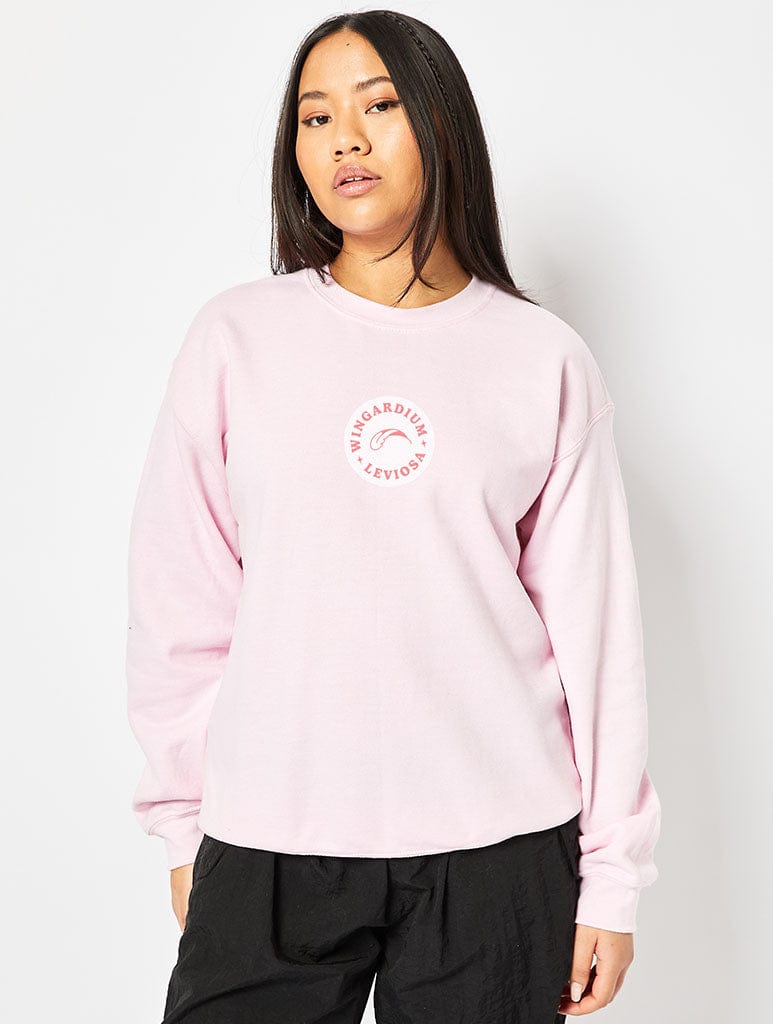 Harry Potter Spells Sticker Sweatshirt In Pink Hoodies & Sweatshirts Skinnydip London