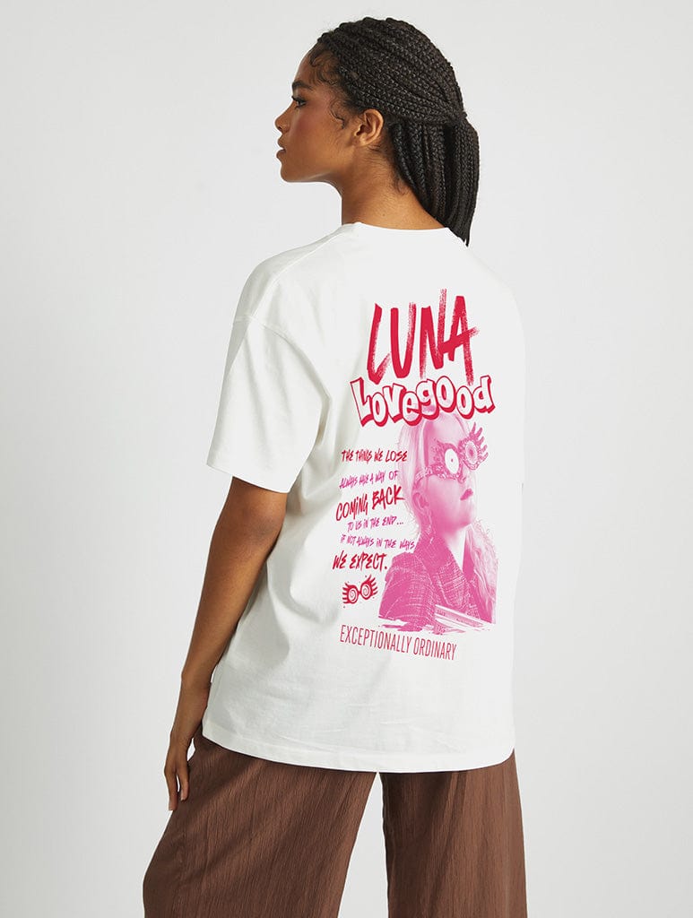 Harry Potter x Skinnydip Luna Lovegood T-Shirt In White Tops & T-Shirts Skinnydip London