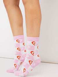 Heart Check Print Pink Socks Lingerie & Nightwear Skinnydip London
