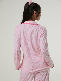Heart Ditsy Frilly Pyjama Set with Scrunchie Lingerie & Nightwear Skinnydip London