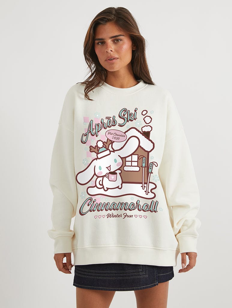 Hello Kitty x Skinnydip Cinnamoroll Apres Ski Sweatshirt In White Hoodies & Sweatshirts Skinnydip London