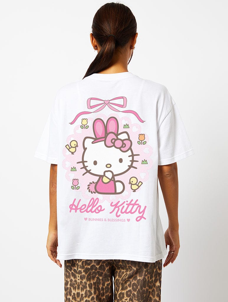 Hello Kitty x Skinnydip Easter Bunny T-Shirt in Ecru Tops & T-Shirts Skinnydip London