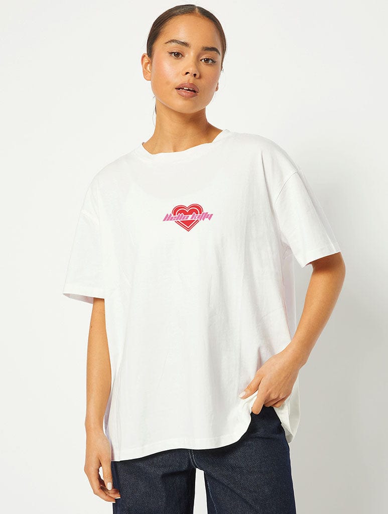 Hello Kitty x Skinnydip Floral T-Shirt in White Tops & T-Shirts Skinnydip London