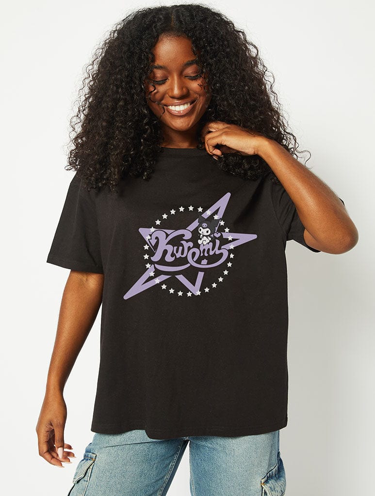 Hello Kitty x Skinnydip Kuromi T-Shirt in Black Tops & T-Shirts Skinnydip London