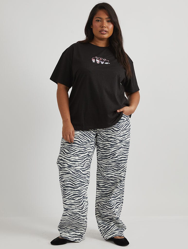 Hello Kitty x Skinnydip Mixed Character T-Shirt in Black Tops & T-Shirts Skinnydip London