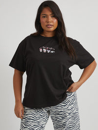 Hello Kitty x Skinnydip Mixed Character T-Shirt in Black Tops & T-Shirts Skinnydip London