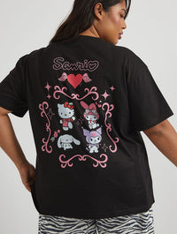 Hello Kitty x Skinnydip Mixed Character T-Shirt in Black Tops & T-Shirts Skinnydip London