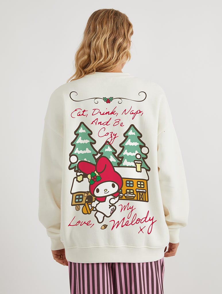 Hello Kitty x Skinnydip My Melody Xmas Card Sweatshirt In White Hoodies & Sweatshirts Skinnydip London