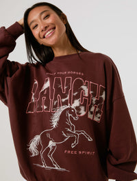 Hold Your Horses Brown Sweatshirt Hoodies & Sweatshirts Skinnydip London