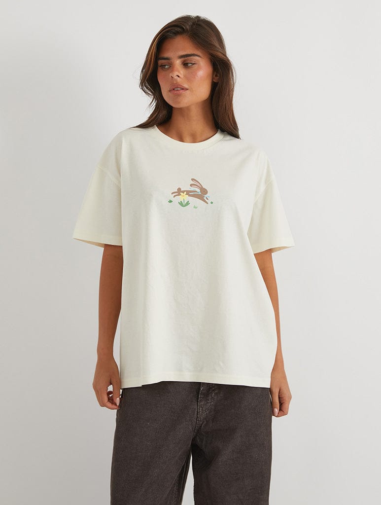 Hop Into Spring T-Shirt In White Tops & T-Shirts Skinnydip London
