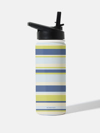Horizontal Stripes Blue Green Beige 18oz Stainless Steel Water Bottle Water Bottles Skinnydip London